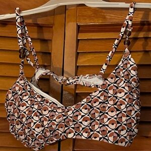 Shade & Shore Geometric Bikini Top in Black and Tan